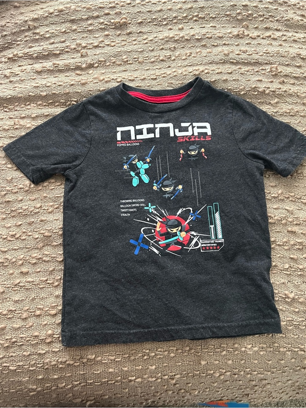 Ninja Graphic Short Sleeve Tee - Black with Red Accent